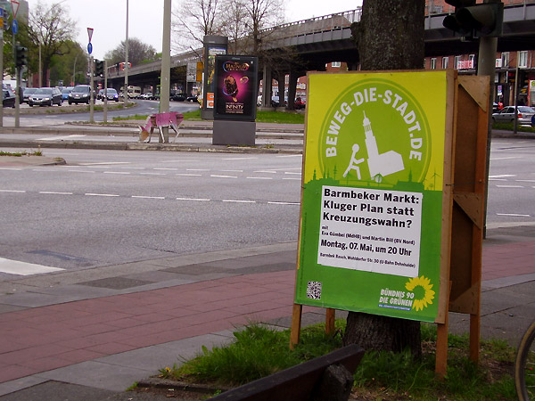 GAL-Plakat auf dem Barmbeker Markt, April 2012