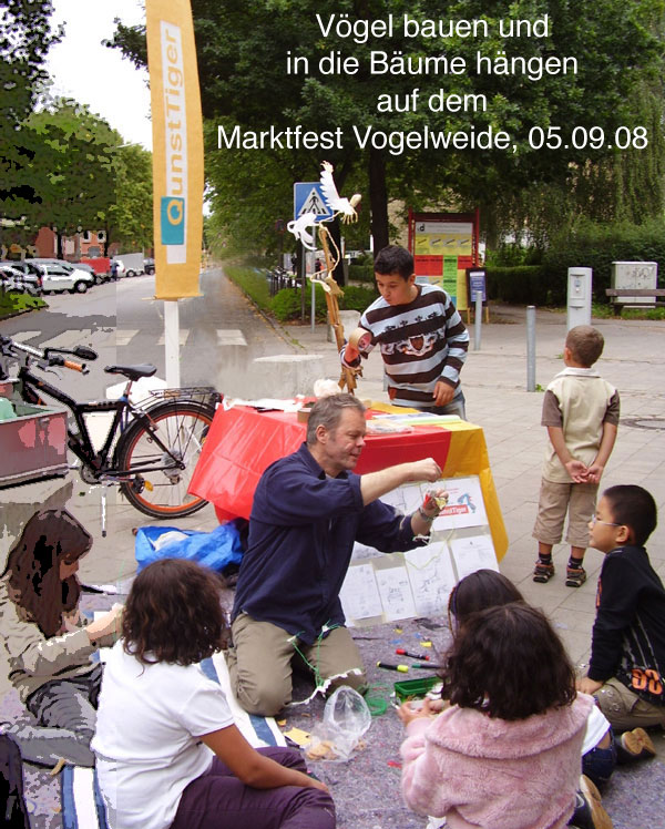 Der QunstTiger mit Volker Lettkemann auf dem Marktfest in Barmbek